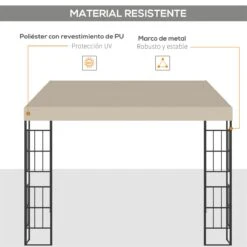 Outsunny Pérgola De Pared 3x3 M Cenador De Jardín Con Toldo Protección Solar Y 2 Orificios De Drenaje Gazebo Carpa De Metal Para Fiestas Celebraciones Patio Exterior Beige -OUTSUNNY TIENDA 3d993b9fec189da94aa460e953e456247e4630ed 44106a05d3d143658c6df0f9d0be1972