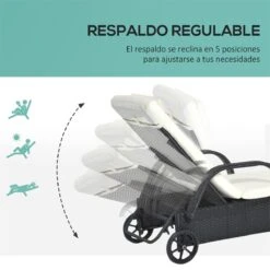 Outsunny Conjunto De 2 Tumbonas De Ratán De Jardín Chaise Longue Con Respaldo Ajustable En 5 Posiciones Cojines Acolchados Reposacabezas Y 2 Ruedas 200x73x72-103 Cm Negro 16 Outsunny Conjunto De 2 Tumbonas De Ratán De Jardín Chaise Longue Con Respaldo Ajustable En 5 Posiciones Cojines Acolchados Reposacabezas Y 2 Ruedas 200x73x72-103 Cm Negro -OUTSUNNY TIENDA 3e06ab4adf0d8aca2cc292175110e5caf783fbc6 d58965a652374769b2a88eab07feb686