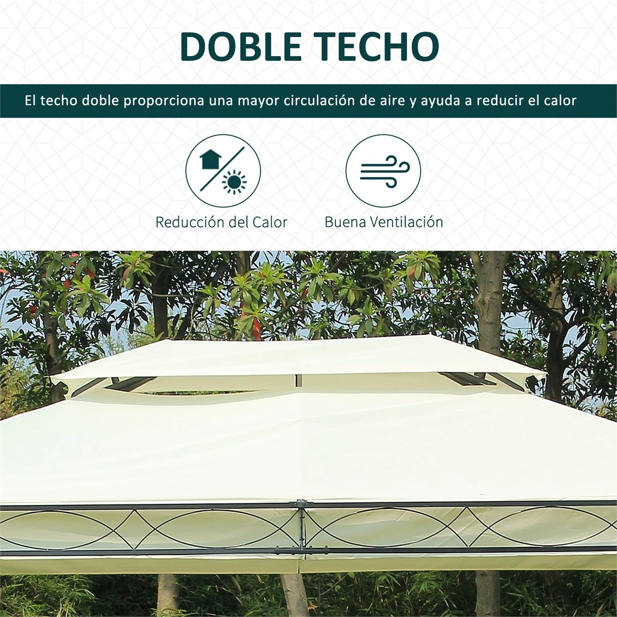 Outsunny Cenador De Jardín 4x3m Pabellón Con Techo Doble Transpirable Y 4 Cortinas Laterales Extraíbles Carpa De Acero Para Fiestas Bodas Eventos Al Aire Libre Crema 6 Outsunny Cenador De Jardín 4x3m Pabellón Con Techo Doble Transpirable Y 4 Cortinas Laterales Extraíbles Carpa De Acero Para Fiestas Bodas Eventos Al Aire Libre Crema - Imagen 4