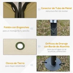 Outsunny Cenador De Jardín 3,45x3,45 M Carpa Con Doble Techo Y 8 Orificios De Drenaje Marco Metálico Para Celebraciones Fiestas Bodas Exteriores Beige 16 Outsunny Cenador De Jardín 3,45x3,45 M Carpa Con Doble Techo Y 8 Orificios De Drenaje Marco Metálico Para Celebraciones Fiestas Bodas Exteriores Beige -OUTSUNNY TIENDA 3f105432287878b1de314c6738482881c632bee4 4f63478759084a579e7f972e2894c52b