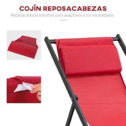 Outsunny Conjunto De 2 Tumbonas Plegables Con Respaldo Regulable En 5 Posiciones Y Reposacabezas Acolchado Incorporado 58x96.5x91.5cm Rojo Vino 14 Outsunny Conjunto De 2 Tumbonas Plegables Con Respaldo Regulable En 5 Posiciones Y Reposacabezas Acolchado Incorporado 58x96.5x91.5cm Rojo Vino -OUTSUNNY TIENDA 40b07ad888b1dc57622a9379b6714059dc90f98e cafa82264ac34c43b2b24c89e46d25cb