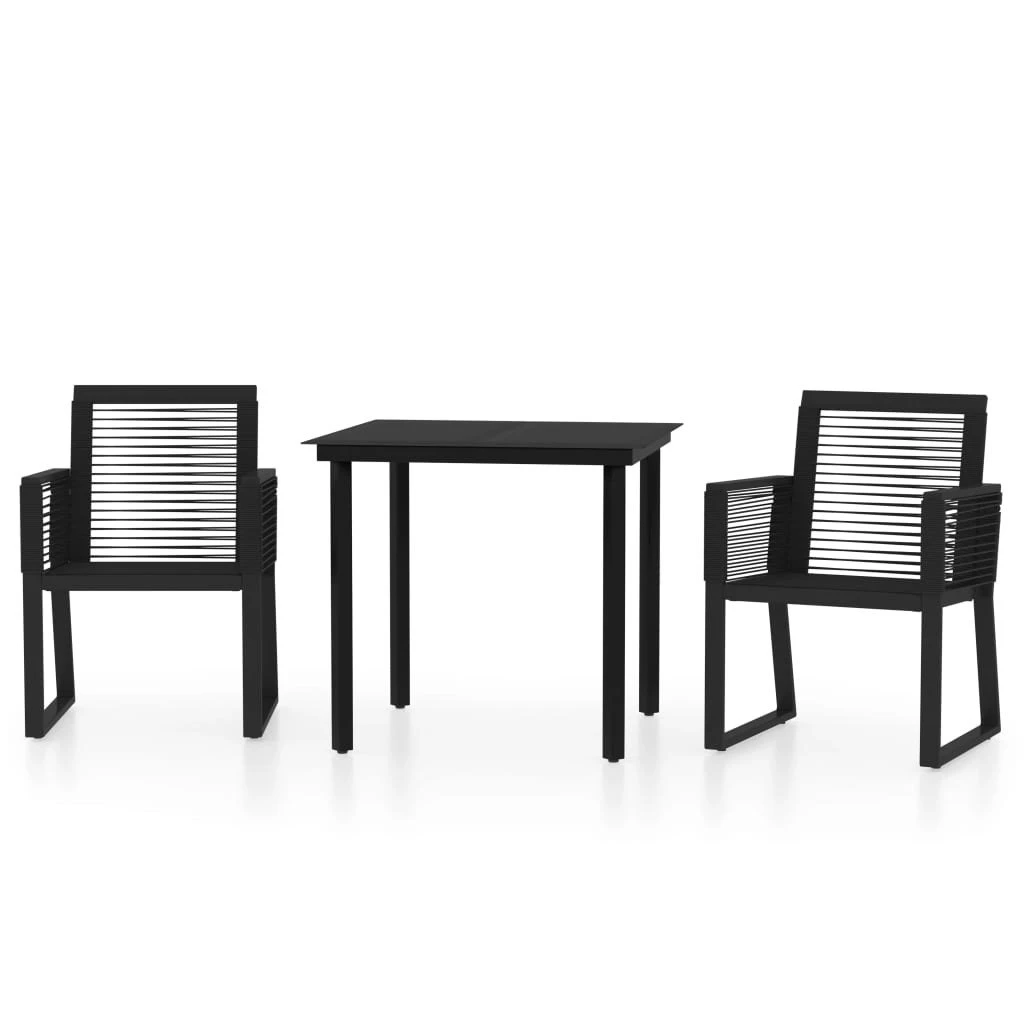 Juego De Comedor Para Jardín 3 Piezas Negro VidaXL 4 Juego De Comedor Para Jardín 3 Piezas Negro VidaXL - Imagen 2