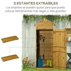 Outsunny Armario De Jardín De Madera 79x49x191,5 Cm 0,28 M² Cobertizo Para Almacenaje De Herramientas Con Techo Asfáltico 3 Estantes Y 2 Puertas Con Cerrojo Para Exterior Terraza Natural 15 Outsunny Armario De Jardín De Madera 79x49x191,5 Cm 0,28 M² Cobertizo Para Almacenaje De Herramientas Con Techo Asfáltico 3 Estantes Y 2 Puertas Con Cerrojo Para Exterior Terraza Natural -OUTSUNNY TIENDA 43176020fc4b605a75dcf0386933da092d83765f 7e0892b1eaa04c85b55dcdaf43baec51