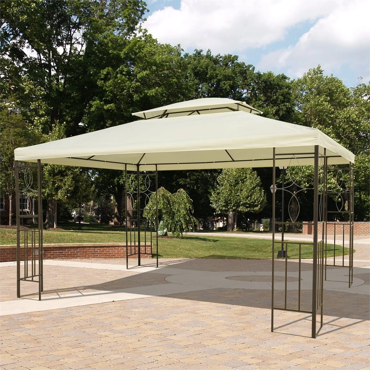 Outsunny Cenador De Jardín 3x4m Pabellón Para Exterior Con Doble Techo De Ventilación Y 4 Columnas De Acero Estable Para Fiestas Eventos Patio Crema 4 Outsunny Cenador De Jardín 3x4m Pabellón Para Exterior Con Doble Techo De Ventilación Y 4 Columnas De Acero Estable Para Fiestas Eventos Patio Crema - Imagen 2