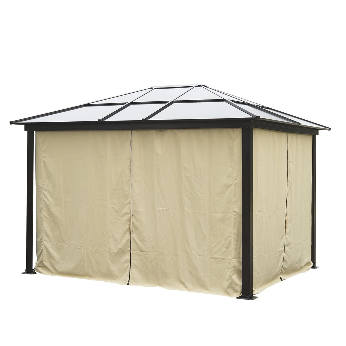 Outsunny Cenador Para Jardín 3x3.6 M Alumnio Pabellón Para Exterior Con Techo De Policarbonato Anti-UV Y 4 Mosquiteras Laterales Con Cremalleras Para Fiestas Eventos Beige 10 Outsunny Cenador Para Jardín 3x3.6 M Alumnio Pabellón Para Exterior Con Techo De Policarbonato Anti-UV Y 4 Mosquiteras Laterales Con Cremalleras Para Fiestas Eventos Beige - Imagen 8