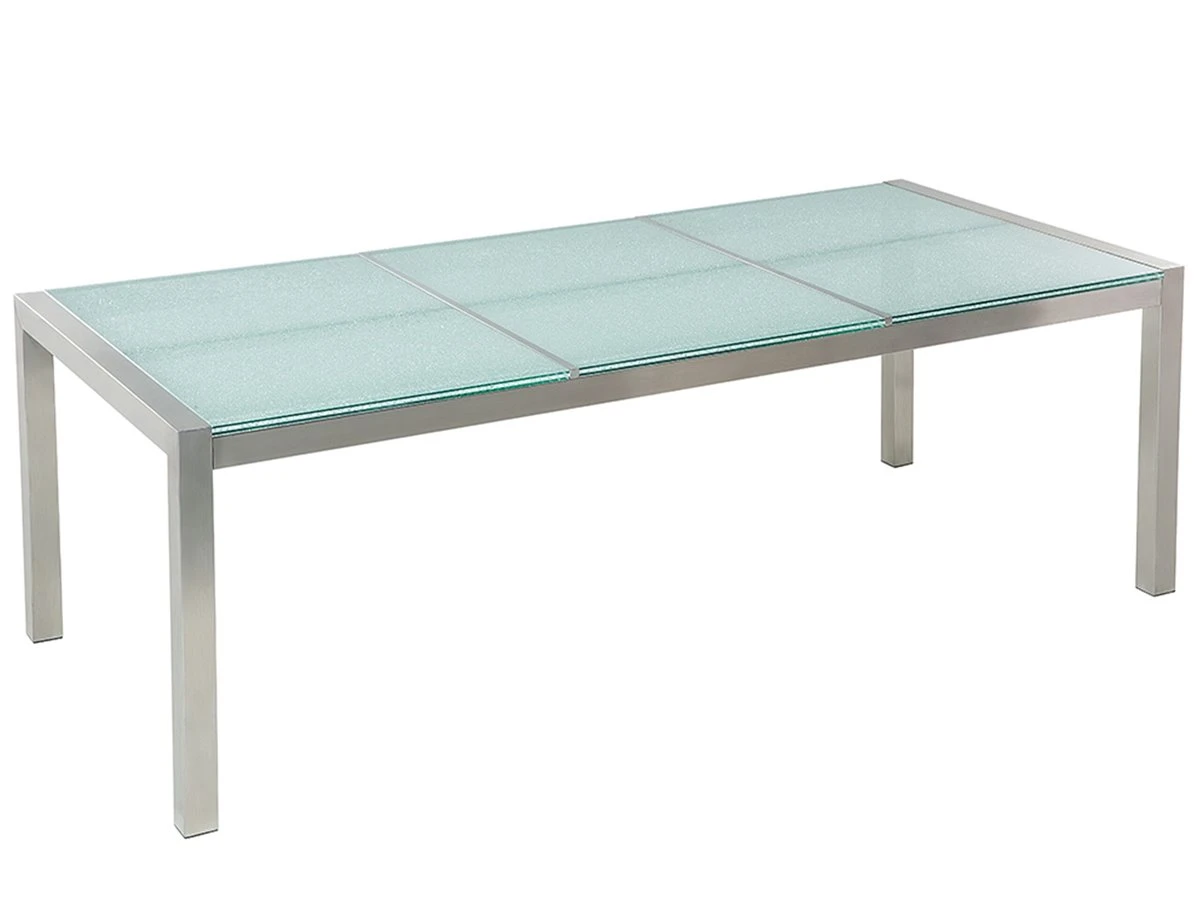 Mesa De Comedor De Metal/vidrio Templado Transparente/plateado 220 X 100 Cm GROSSETO 4 Mesa De Comedor De Metal/vidrio Templado Transparente/plateado 220 X 100 Cm GROSSETO - Imagen 2