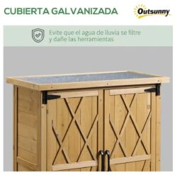 Outsunny Armario De Madera De Jardín 75x40x90 Cm 0,24 M² Para Almacenamiento De Herramientas Con 2 Puertas 4 Estantes Y Techo Galvanizado Para Exterior Terraza Natural -OUTSUNNY TIENDA 4645cfe4f0c184e01213990490731581b7ea66cc 9773b0fc1aa641f69223fb53cb8cfdd4