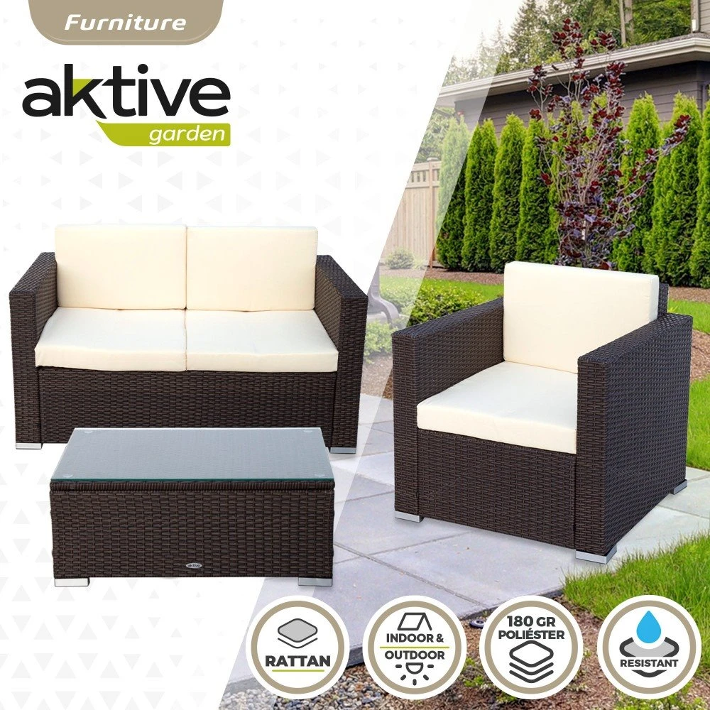 Conjunto Muebles Terraza Sillones, Sofá Y Mesita Ratán Aktive 4 Conjunto Muebles Terraza Sillones, Sofá Y Mesita Ratán Aktive - Imagen 2