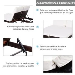 Outsunny Conjunto De Tumbona Exterior De Ratán 2 Plazas Con Cojines Acolchados Resistente Al Agua Con Respaldo Regulable De 5 Niveles Soporta 220 Kg 195x120x28 Cm Marrón 18 Outsunny Conjunto De Tumbona Exterior De Ratán 2 Plazas Con Cojines Acolchados Resistente Al Agua Con Respaldo Regulable De 5 Niveles Soporta 220 Kg 195x120x28 Cm Marrón -OUTSUNNY TIENDA 4724462cba018590199778dc48cd3c723f49b375 6fafadc778d54ec090fe476d3b24598b