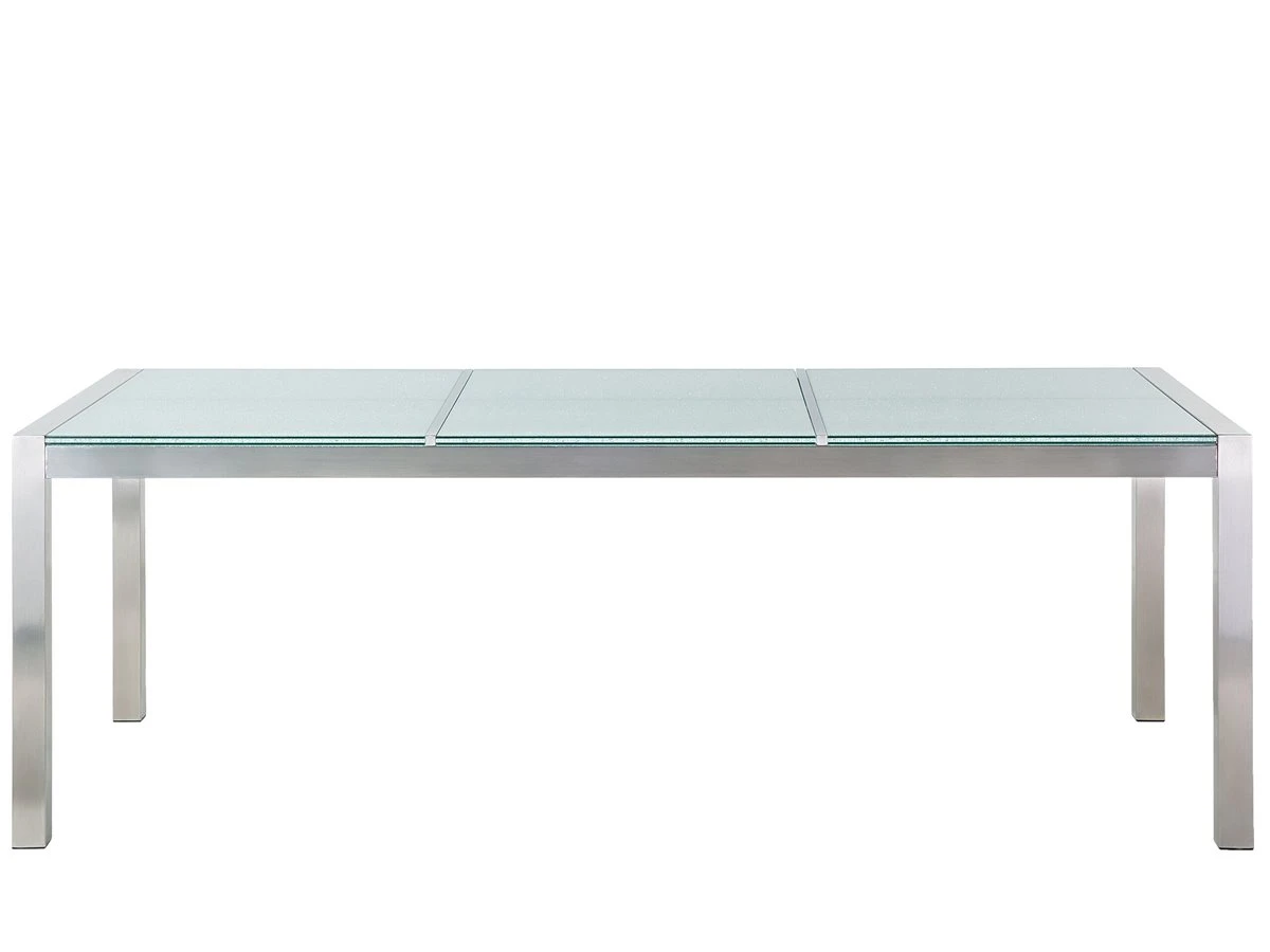 Mesa De Comedor De Metal/vidrio Templado Transparente/plateado 220 X 100 Cm GROSSETO 8 Mesa De Comedor De Metal/vidrio Templado Transparente/plateado 220 X 100 Cm GROSSETO - Imagen 6