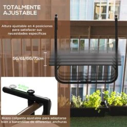 Outsunny Mesa Colgante Para Balcón Mesa De Pared De Acero Con Altura Ajustable En 4 Posiciones Carga Máx. 15 Kg Para Terraza Jardín 60x60,5x56-71 Cm Negro 14 Outsunny Mesa Colgante Para Balcón Mesa De Pared De Acero Con Altura Ajustable En 4 Posiciones Carga Máx. 15 Kg Para Terraza Jardín 60x60,5x56-71 Cm Negro -OUTSUNNY TIENDA 4922a72ddaa2e768aaa799b8a561de6a9b3052e1 66b22e18371a47ee8e5ad4fa58cf7249