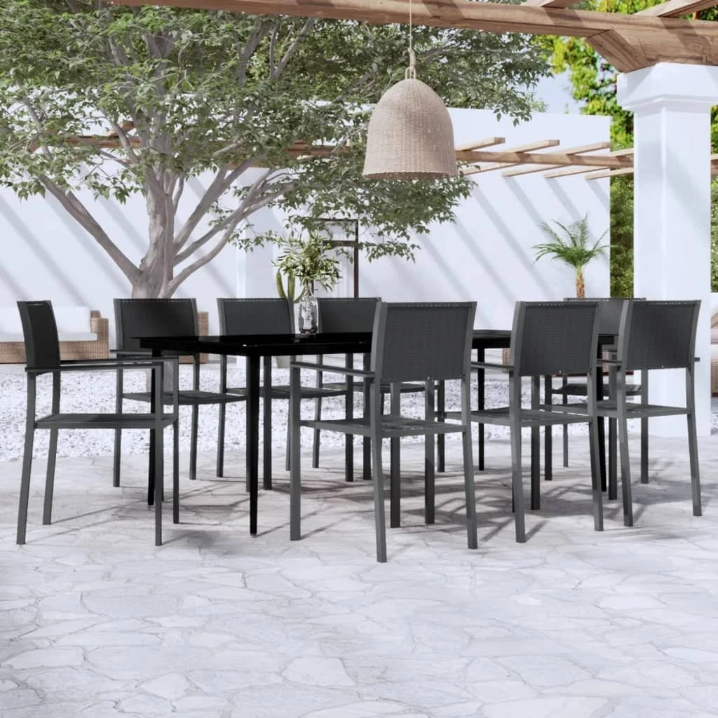 Juego De Comedor Para Jardín 9 Piezas Negro VidaXL 5 Juego De Comedor Para Jardín 9 Piezas Negro VidaXL - Imagen 3