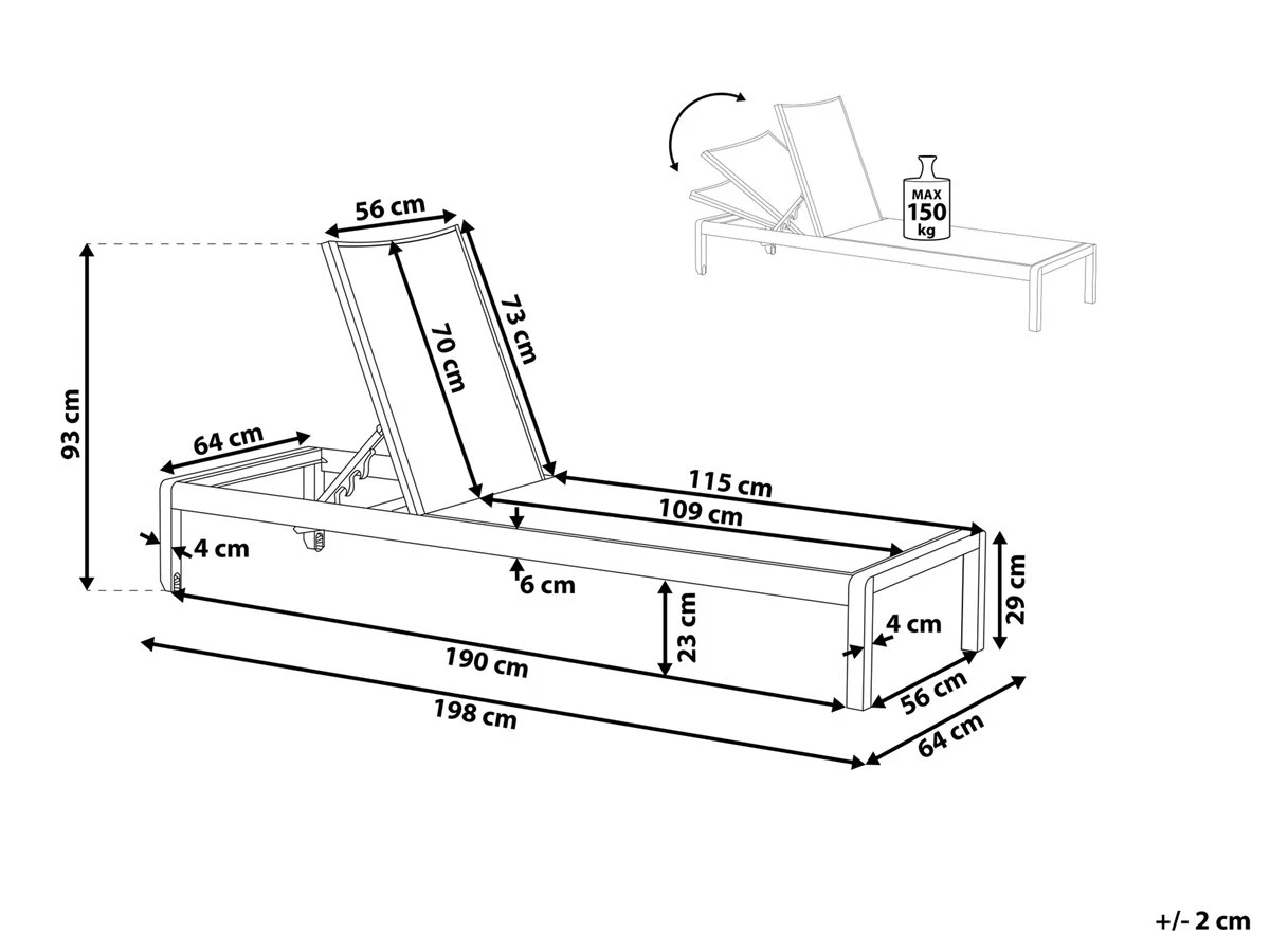Tumbona De Jardín En Aluminio Blanco FOSSATO 5 Tumbona De Jardín En Aluminio Blanco FOSSATO - Imagen 3
