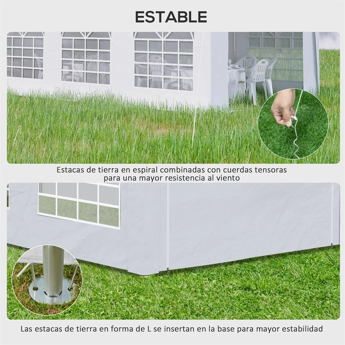Outsunny Carpa De Jardín 6x3 M Carpa Para Fiestas Cenador Con Paredes Laterales Extraíbles Puerta Con Cremalleras Y 6 Ventanas Protección UV Para Exterior Eventos Bodas Blanco 7 Outsunny Carpa De Jardín 6x3 M Carpa Para Fiestas Cenador Con Paredes Laterales Extraíbles Puerta Con Cremalleras Y 6 Ventanas Protección UV Para Exterior Eventos Bodas Blanco - Imagen 6