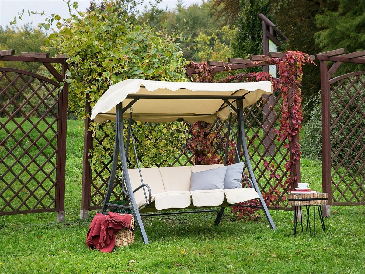 Columpio De Jardín De 3 Plazas En Beige GARBO 3 Columpio De Jardín De 3 Plazas En Beige GARBO