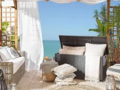 Arcón De Ratán Marrón Oscuro/negro 126 X 46 Cm MODENA