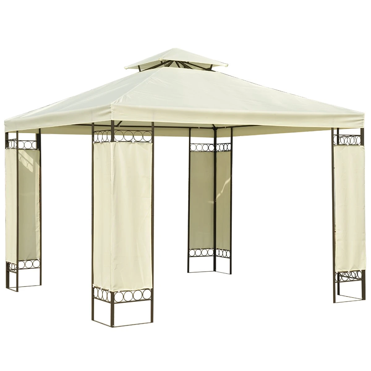 Outsunny Carpa 3x3m Con Techo Ventilador Postes De Acero Estable Para Exteriores Patio Jardín Pabellón Cenador Estructura Metálica Color Crema 13 Outsunny Carpa 3x3m Con Techo Ventilador Postes De Acero Estable Para Exteriores Patio Jardín Pabellón Cenador Estructura Metálica Color Crema - Imagen 11