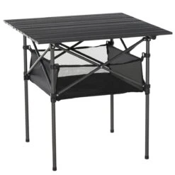 Outsunny Mesa De Camping Plegable Mesa De Picnic Con Espacio Almacenaje De Malla Y Bolsa De Transporte Para Jardín Patio Exterior 70x70x69 Cm Negro