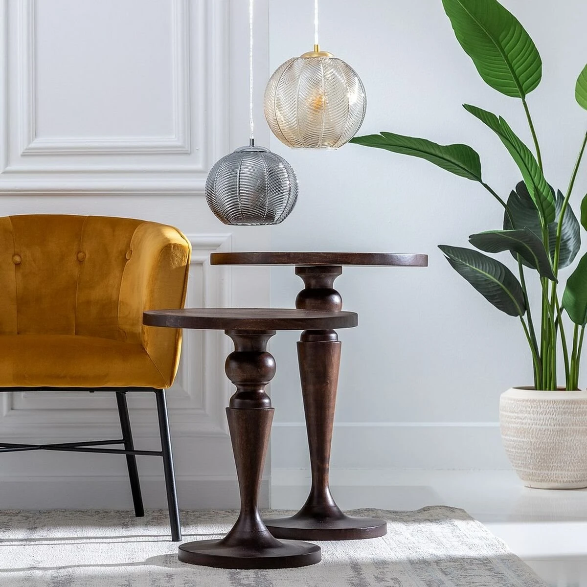 Mesa Auxiliar Marrón Madera De Mango 45 X 45 X 52 Cm 4 Mesa Auxiliar Marrón Madera De Mango 45 X 45 X 52 Cm - Imagen 2