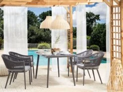 Mesa De Jardín De Metal Gris Oscuro 140 X 80 Cm MILETO