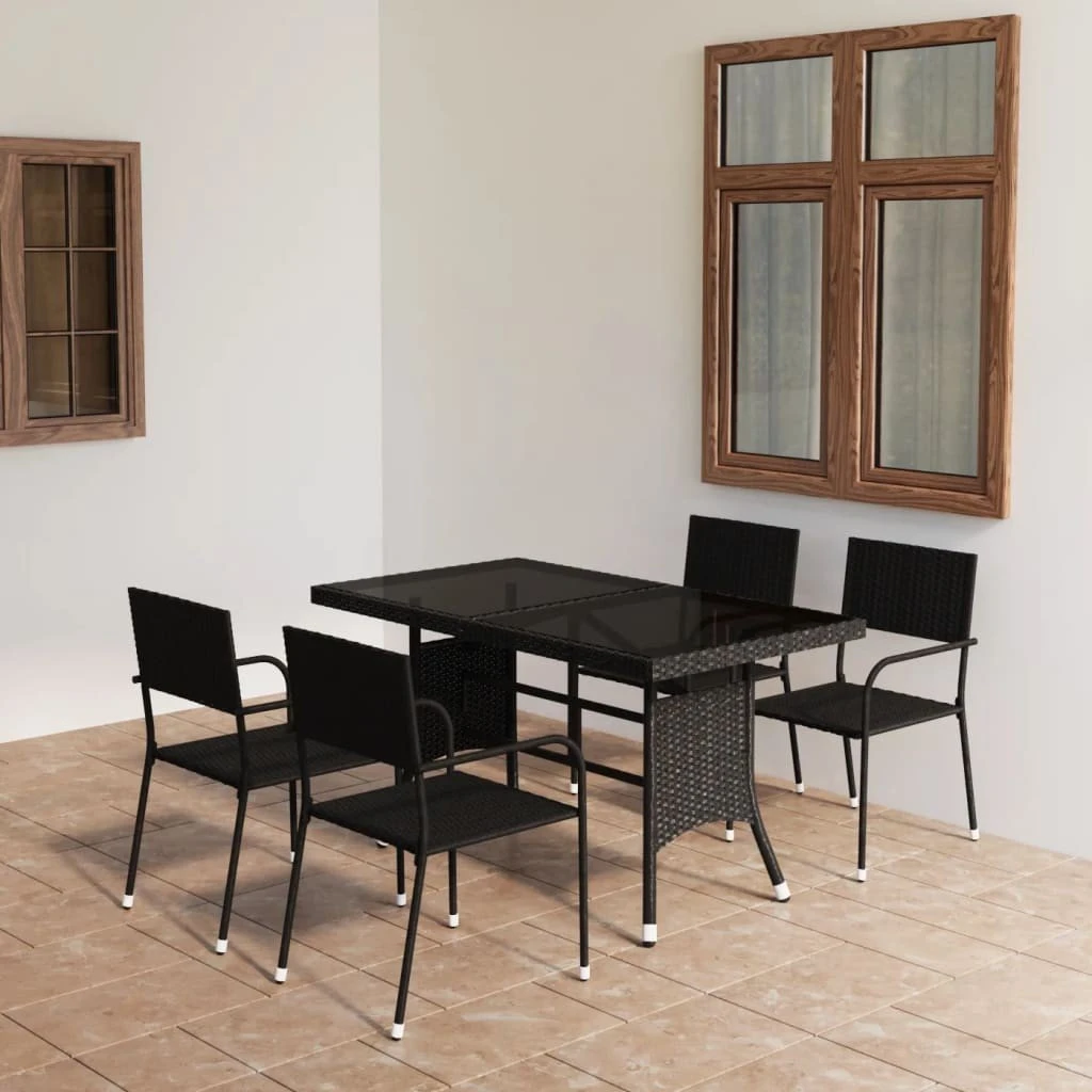 Juego De Comedor Para Jardín 5 Piezas Ratán Sintético Negro VidaXL 3 Juego De Comedor Para Jardín 5 Piezas Ratán Sintético Negro VidaXL