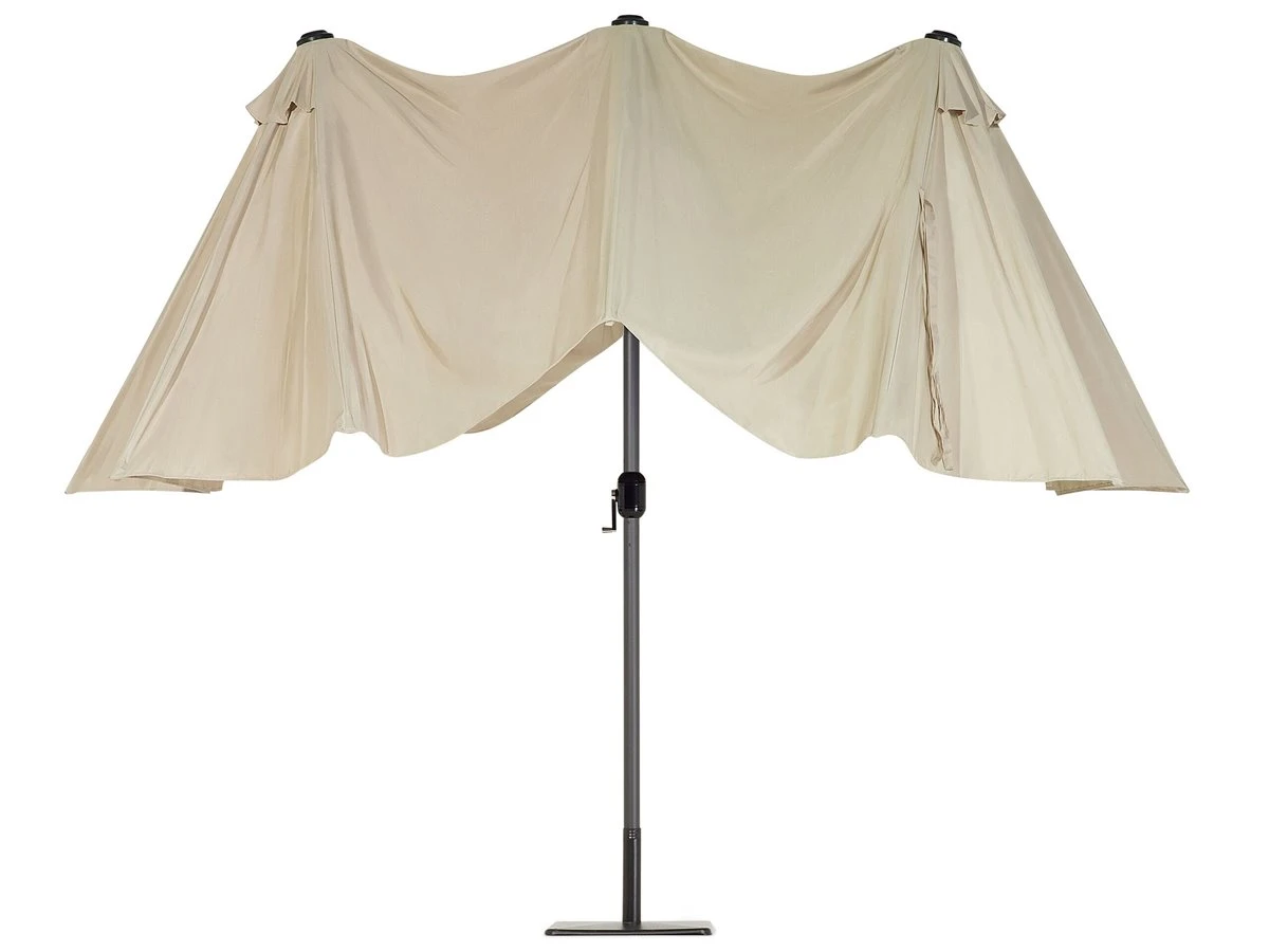 Sombrilla De Jardín Con Doble Toldo Gris Beige 460 Cm SIBILLA 7 Sombrilla De Jardín Con Doble Toldo Gris Beige 460 Cm SIBILLA - Imagen 5