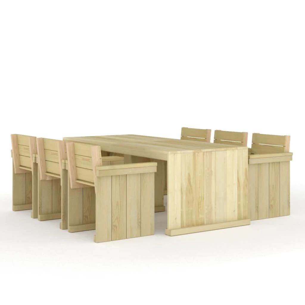 Set De Comedor De Jardín 7 Piezas Madera Pino Impregnada VidaXL 3 Set De Comedor De Jardín 7 Piezas Madera Pino Impregnada VidaXL