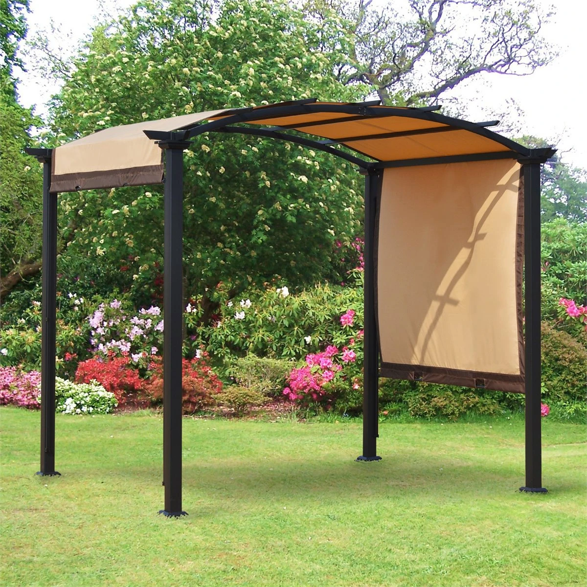 Outsunny Pérgola 3x2,5 M Cenador Con Techo Retráctil Para Jardín Patio Terraza Tela Poliéster Atornillados Resistente Protección De Rayos UV Beige 4 Outsunny Pérgola 3x2,5 M Cenador Con Techo Retráctil Para Jardín Patio Terraza Tela Poliéster Atornillados Resistente Protección De Rayos UV Beige - Imagen 2