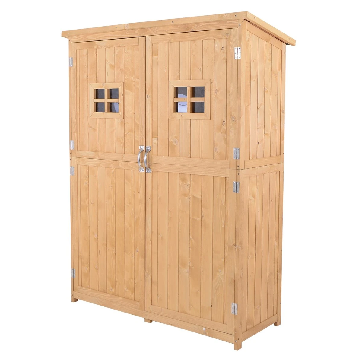 Outsunny Cobertizo De Madera Caseta De Jardín Exterior Armario Herramientas De Jardinería Con Estantes Doble Puerta Ventanas Y Techo Asfáltico 127,5x50x164 Cm Natural 3 Outsunny Cobertizo De Madera Caseta De Jardín Exterior Armario Herramientas De Jardinería Con Estantes Doble Puerta Ventanas Y Techo Asfáltico 127,5x50x164 Cm Natural