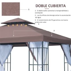 Outsunny Cenador De Jardín 3x3 M Pabellón Para Exterior Con Doble Techo De Ventilación 4 Mosquiteras Extraíbles Y Marco De Acero Protección Solar Para Fiestas Eventos Café 14 Outsunny Cenador De Jardín 3x3 M Pabellón Para Exterior Con Doble Techo De Ventilación 4 Mosquiteras Extraíbles Y Marco De Acero Protección Solar Para Fiestas Eventos Café -OUTSUNNY TIENDA 4ff0263eff1719e0eddb016cea167fa32a30c85d 30d277c07747422e92ba576c63f938ad