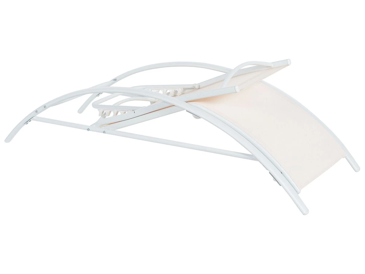 Tumbona De Metal/textil Trenzado Beige/blanco GAETA 9 Tumbona De Metal/textil Trenzado Beige/blanco GAETA - Imagen 7