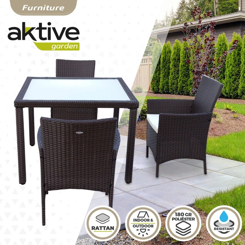 Set Muebles De Terraza Sillas Y Mesa Ratán Aktive 4 Set Muebles De Terraza Sillas Y Mesa Ratán Aktive - Imagen 2