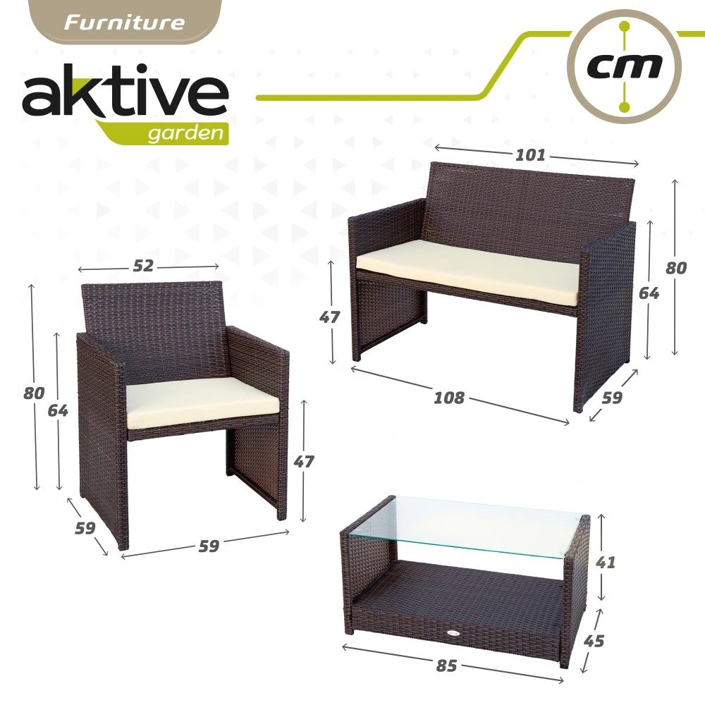Conjunto Muebles Terraza Ratán 3 Sillones Y 1 Mesa Aktive 10 Conjunto Muebles Terraza Ratán 3 Sillones Y 1 Mesa Aktive - Imagen 8