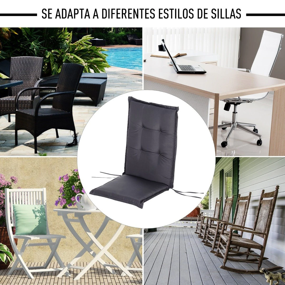 Outsunny Cojín De 2 Piezas Para Tumbona De Exterior Colchoneta Para Sillas De Jardín Acolchado Cómoda Con Cuerda De Fijación Lavable A Mano Poliéster Esponja 120x50x6 Cm Gris 8 Outsunny Cojín De 2 Piezas Para Tumbona De Exterior Colchoneta Para Sillas De Jardín Acolchado Cómoda Con Cuerda De Fijación Lavable A Mano Poliéster Esponja 120x50x6 Cm Gris - Imagen 6