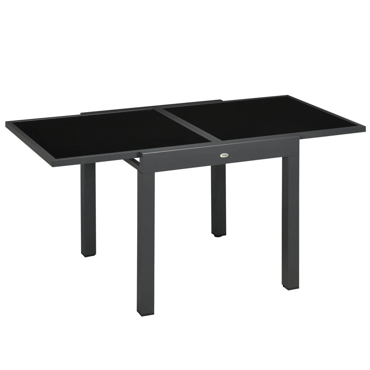 Outsunny Mesa De Jardín Extensible De Aluminio Mesa De Comedor Rectangular Con Encimera De Vidrio Templado Carga 50 Kg Para Terraza 160x80x75 Cm Negro 5 Outsunny Mesa De Jardín Extensible De Aluminio Mesa De Comedor Rectangular Con Encimera De Vidrio Templado Carga 50 Kg Para Terraza 160x80x75 Cm Negro - Imagen 3