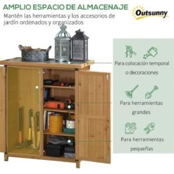 Outsunny Armario De Madera De Jardín 75x40x90 Cm 0,24 M² Para Almacenamiento De Herramientas Con 2 Puertas 4 Estantes Y Techo Galvanizado Para Exterior Terraza Natural -OUTSUNNY TIENDA 5308b16120fe910a0015f31174fb43eadba6f947 0136843f57f141e3b67b5347ad4f0ec8