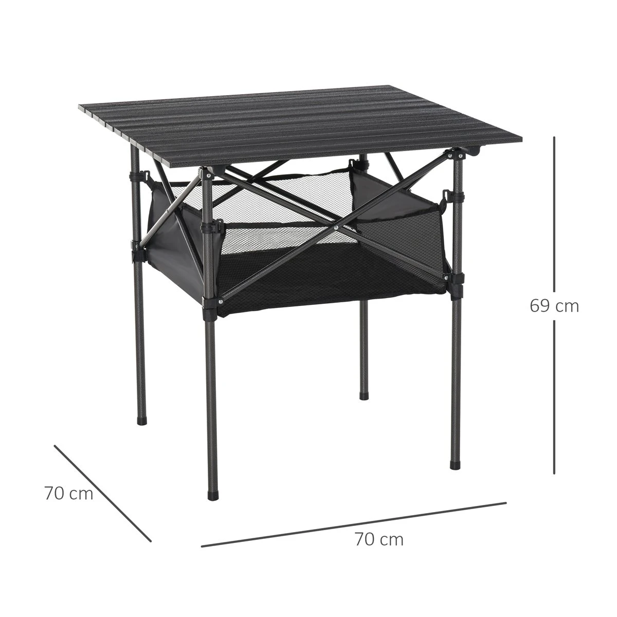 Outsunny Mesa De Camping Plegable Mesa De Picnic Con Espacio Almacenaje De Malla Y Bolsa De Transporte Para Jardín Patio Exterior 70x70x69 Cm Negro 5 Outsunny Mesa De Camping Plegable Mesa De Picnic Con Espacio Almacenaje De Malla Y Bolsa De Transporte Para Jardín Patio Exterior 70x70x69 Cm Negro - Imagen 3