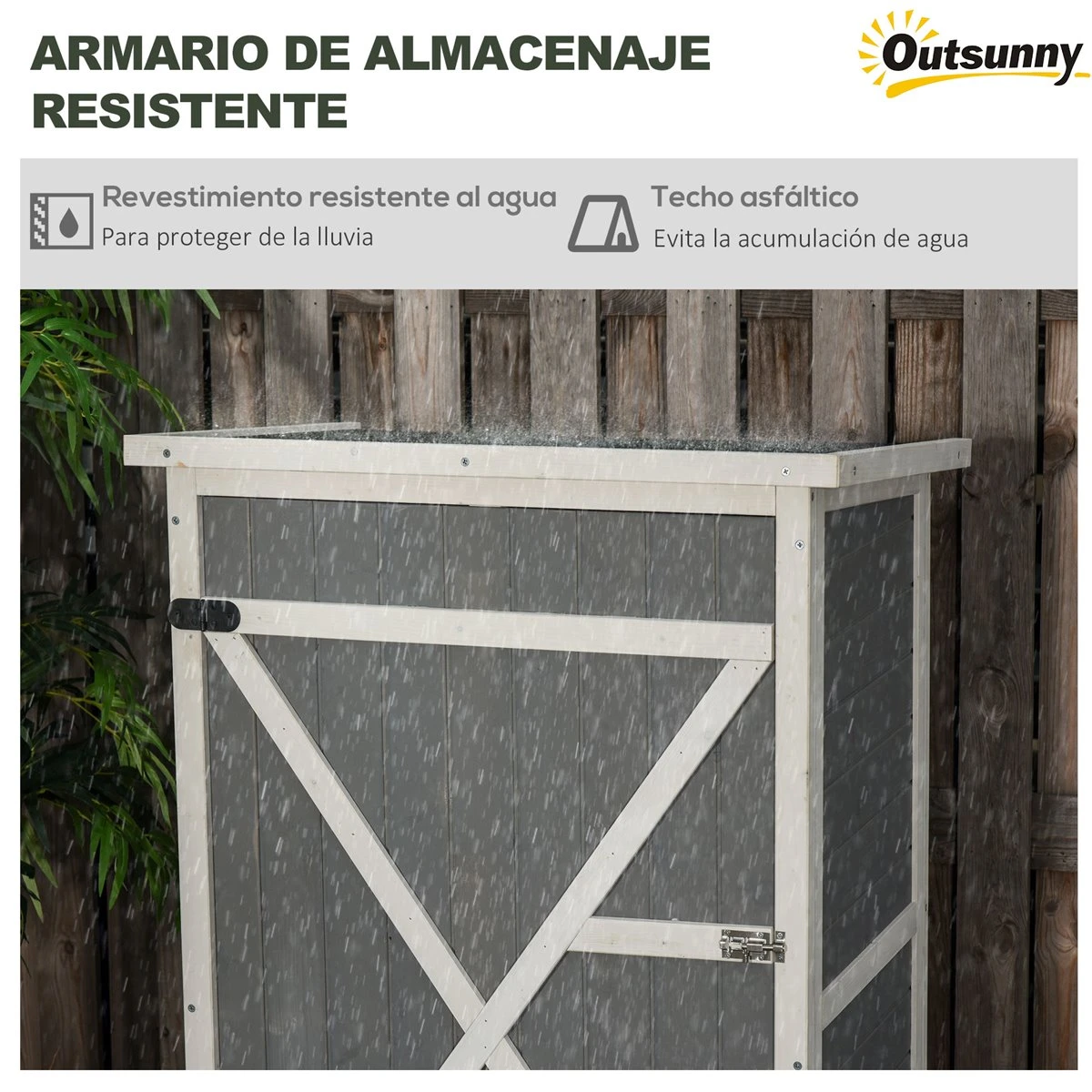 Outsunny Caseta De Jardín De Madera 75x56x115 Cm Armario Cobertizo De Exterior Para Herramientas Con 3 Estantes Interiores Puerta Con Pestillo Y Techo Asfáltico Gris 6 Outsunny Caseta De Jardín De Madera 75x56x115 Cm Armario Cobertizo De Exterior Para Herramientas Con 3 Estantes Interiores Puerta Con Pestillo Y Techo Asfáltico Gris - Imagen 5