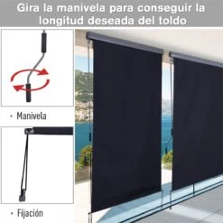 Outsunny Toldo Vertical Enrollable Con Manivela Protección UV Para Interior Y Exterior Balcón Porche Terraza 140x250 Cm Gris 19 Outsunny Toldo Vertical Enrollable Con Manivela Protección UV Para Interior Y Exterior Balcón Porche Terraza 140x250 Cm Gris -OUTSUNNY TIENDA 5489277226d94144c6fbef97b46e1f00334dbfe1 fc35ba2526db470fa4616b34c84a5c87