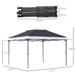 Outsunny Carpa De Fiesta Plegable 3,6x3,6 M Altura Ajustable En 3 Posiciones Con Doble Techo Y Bolsa De Transporte Con Ruedas De Acero Para Jardín Exterior Gris Y Blanco 11 Outsunny Carpa De Fiesta Plegable 3,6x3,6 M Altura Ajustable En 3 Posiciones Con Doble Techo Y Bolsa De Transporte Con Ruedas De Acero Para Jardín Exterior Gris Y Blanco -OUTSUNNY TIENDA 54f82bbf6db16c97ea58ca32d6358fa97963c49a 210cc17eef8f4202ada6dd469873e9f3