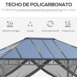 Outsunny Cenador De Jardín 4x3 M Aluminio Pabellón Para Exterior Con Techo De Policarbonato Y 4 Mosquiteras Laterales Con Cremalleras Para Fiestas Eventos Gris 13 Outsunny Cenador De Jardín 4x3 M Aluminio Pabellón Para Exterior Con Techo De Policarbonato Y 4 Mosquiteras Laterales Con Cremalleras Para Fiestas Eventos Gris -OUTSUNNY TIENDA 55a8f22f8fb4eb167cefc3c4fceb011533027257 0baec3f6a3d24e07be78d40a5fddec55