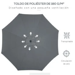 Outsunny Sombrilla De Jardín Ø300x240 Cm Parasol De Terraza Con Manivela Techo Inclinable Y 8 Varillas De Metal Para Patio Balcón Exterior Gris 16 Outsunny Sombrilla De Jardín Ø300x240 Cm Parasol De Terraza Con Manivela Techo Inclinable Y 8 Varillas De Metal Para Patio Balcón Exterior Gris -OUTSUNNY TIENDA 5719847401e172664502678a2c5811d75dea44c7 0dea141b304343c4898e7a5f7611d8d8