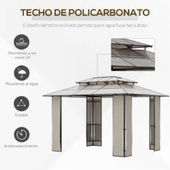 Outsunny Cenador De Jardín 3,6x3 M Pabellón Para Exterior Con Techo De Policarbonato Y Estructura De Acero Aluminio Protección Solar Para Fiestas Eventos Marrón 14 Outsunny Cenador De Jardín 3,6x3 M Pabellón Para Exterior Con Techo De Policarbonato Y Estructura De Acero Aluminio Protección Solar Para Fiestas Eventos Marrón -OUTSUNNY TIENDA 585b62798cc6e19ad14bd5e39b5a1f4b54af0312 74806f4ad18b4966a67f70582f9e4249