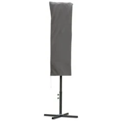 Outsunny Funda Protectora De Sombrilla Ø57x160 Cm Cubierta De Sombrilla Resistente A Intemperie Para Jardín Patio Con Varilla Cremallera Gris
