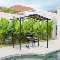 Outsunny Pérgola De Barbacoa 246x149x230 Cm De Aluminio Gazebo Cenador Con 2 Estantes Para Jardín Patio Terraza Fiestas Protección Solar Negro -OUTSUNNY TIENDA 59ecbae2d929b35c44f943cae086842480a1ce7a 9609ed77ef9b4715b8791a96e925bf05