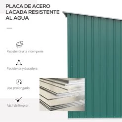 Outsunny Caseta De Jardín 0,92 M² 100x103x160 Cm Cobertizo Exterior De Acero Galvanizado Con Puerta Cerradura Y Techo Inclinado Para Almacenamiento De Herramientas Verde 15 Outsunny Caseta De Jardín 0,92 M² 100x103x160 Cm Cobertizo Exterior De Acero Galvanizado Con Puerta Cerradura Y Techo Inclinado Para Almacenamiento De Herramientas Verde -OUTSUNNY TIENDA 5b1d26d0155a3b9cb6e3c15225f03c8767720f9b a0677e219797443eb9ef1575edc7cca2