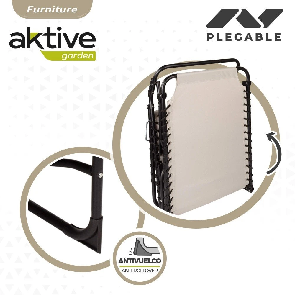 Tumbona Plegable Multiposición Crema Aktive 6 Tumbona Plegable Multiposición Crema Aktive - Imagen 4