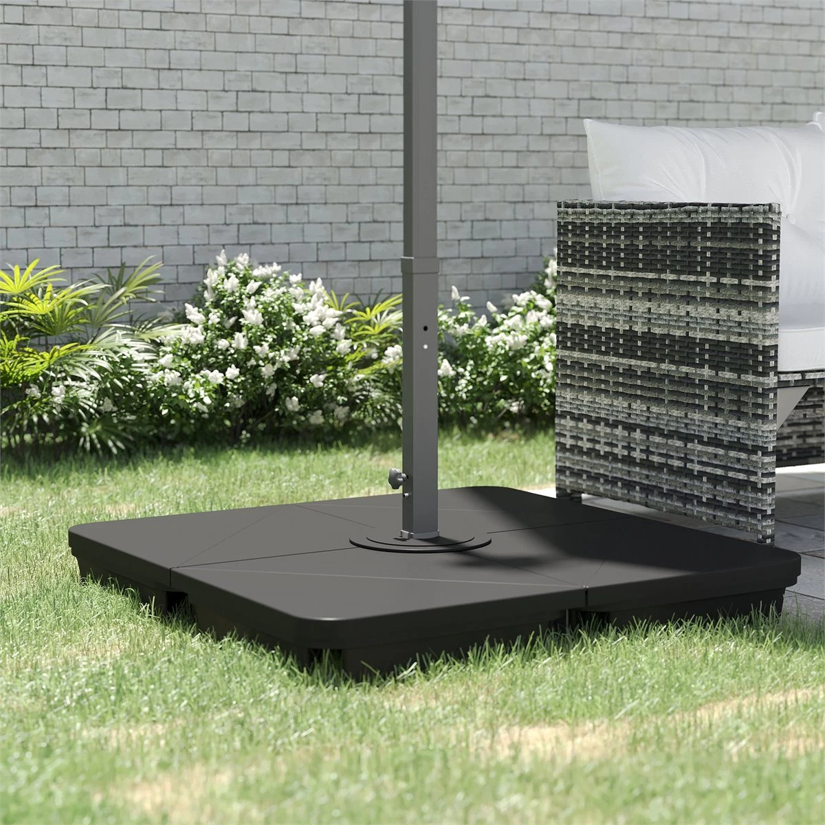 Outsunny Pesos Para Base De Sombrilla En Voladizo De 4 Piezas Rellenable De Arena 120 Kg O Agua 160 Kg Para Sombrilla De Plátano Base Cruzada 90x90x10,5 Cm Negro 4 Outsunny Pesos Para Base De Sombrilla En Voladizo De 4 Piezas Rellenable De Arena 120 Kg O Agua 160 Kg Para Sombrilla De Plátano Base Cruzada 90x90x10,5 Cm Negro - Imagen 2