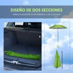 Outsunny Sombrilla De Playa Ø185x205 Cm Parasol Para Terraza Con Techo Doble Ángulo Ajustable Protección UV30+ 8 Varillas De Acero Y Bolsa De Transporte Verde -OUTSUNNY TIENDA 5be6314f79bb0b73a7327c96c3ae1d6d68c93f4e 407a5ab99bae470d93e4a1cb8249bbc6