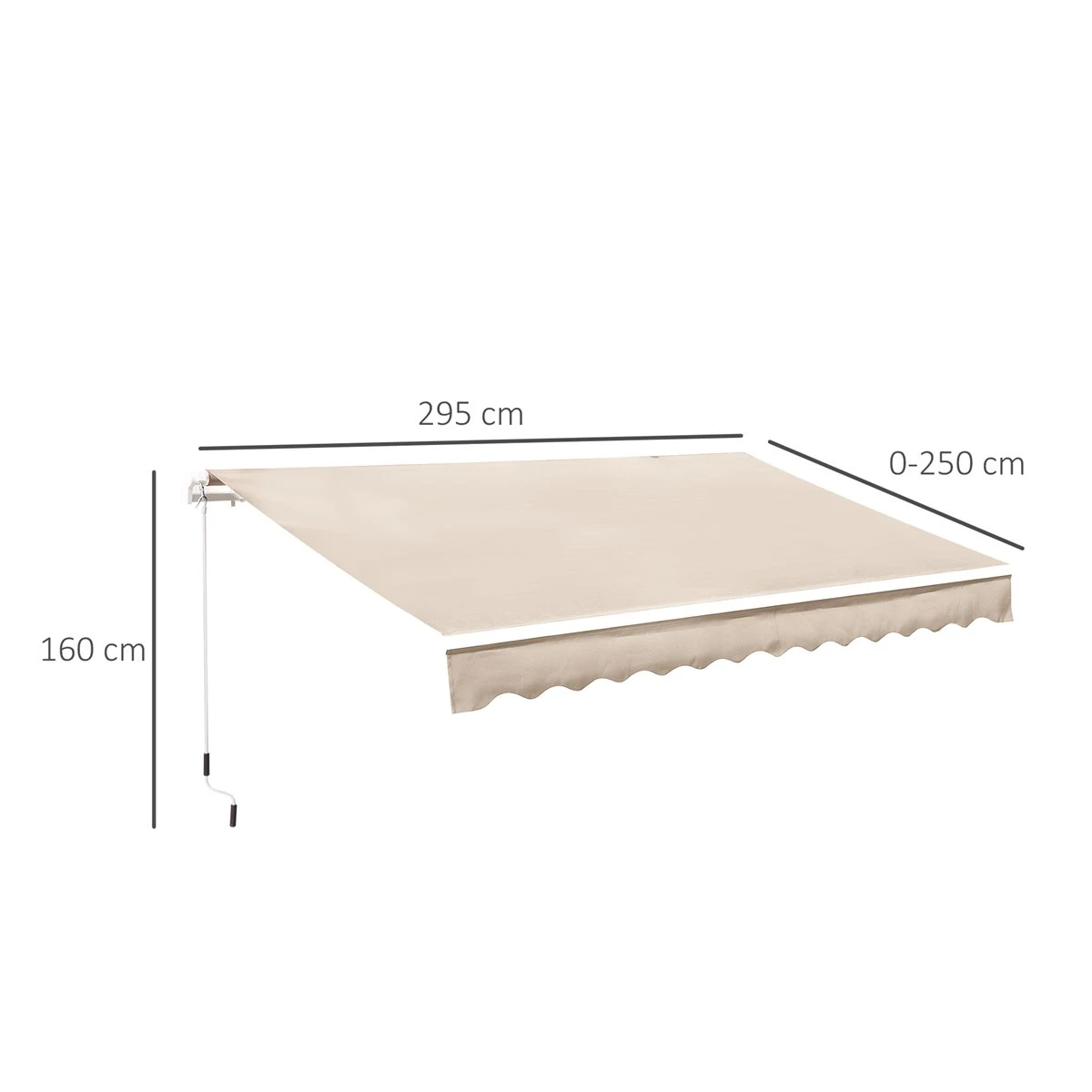 Outsunny Toldo Manual Plegable De Aluminio 295x250cm Ángulo Ajustable Manivela Para Exterior Balcón Jardín Terraza Crema 5 Outsunny Toldo Manual Plegable De Aluminio 295x250cm Ángulo Ajustable Manivela Para Exterior Balcón Jardín Terraza Crema - Imagen 3